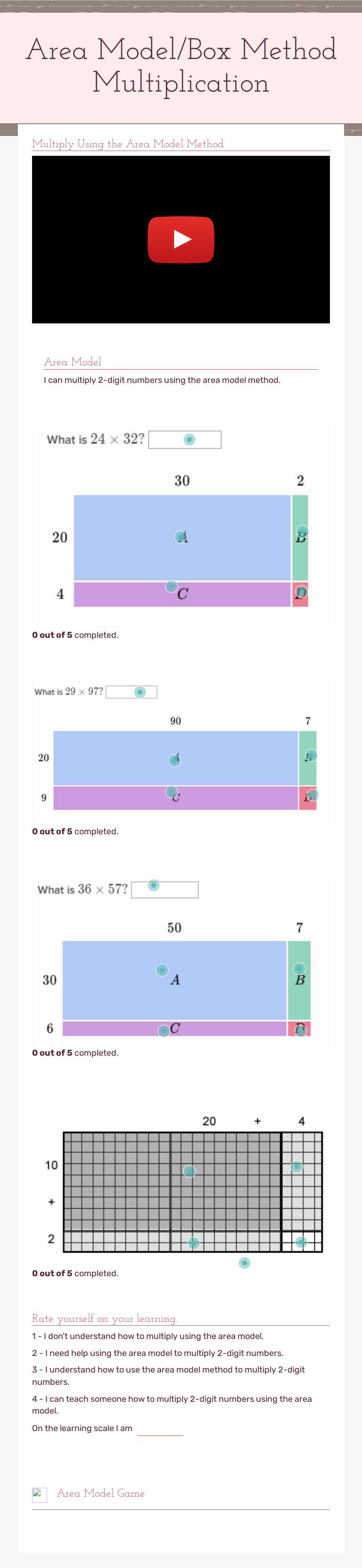 Area Model/Box Method Multiplication by Cheyenne Crowe | Interactive ...