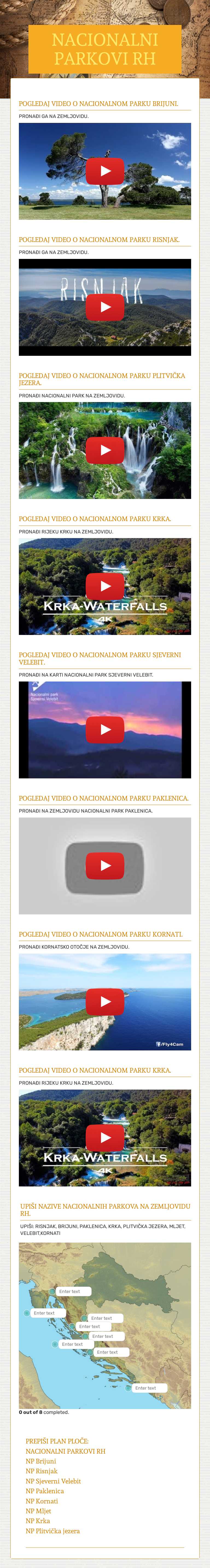 NACIONALNI PARKOVI RH worksheet preview image