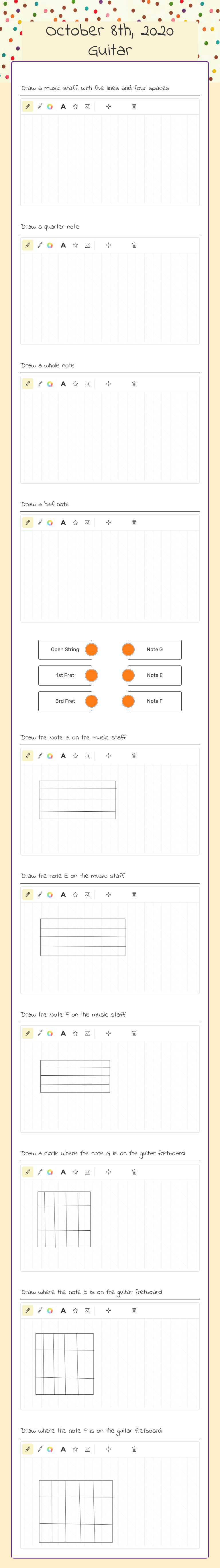 October 8th, 2020 Guitar worksheet preview image