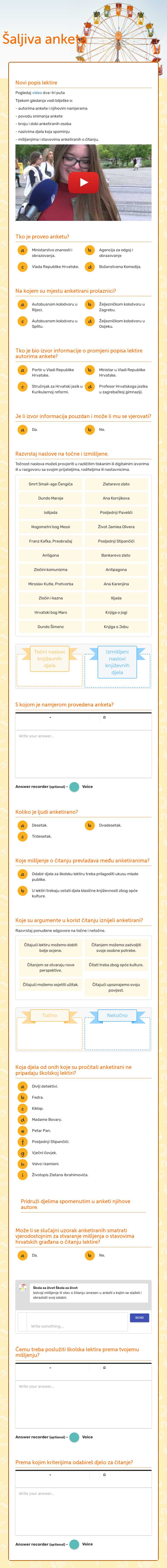Šaljiva anketa worksheet preview