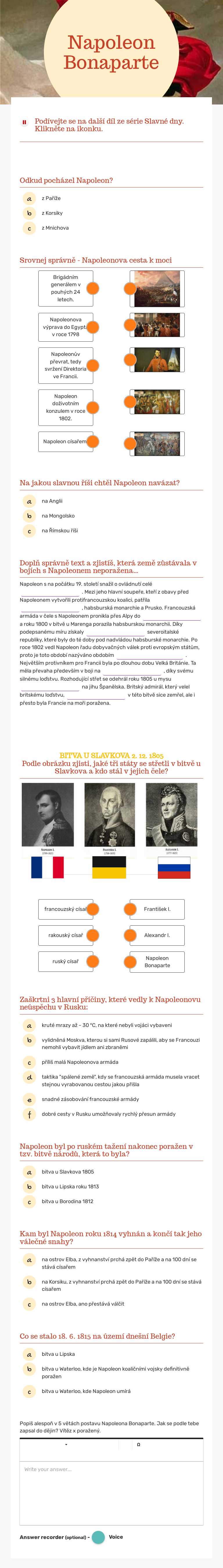 Napoleon Bonaparte worksheet preview image