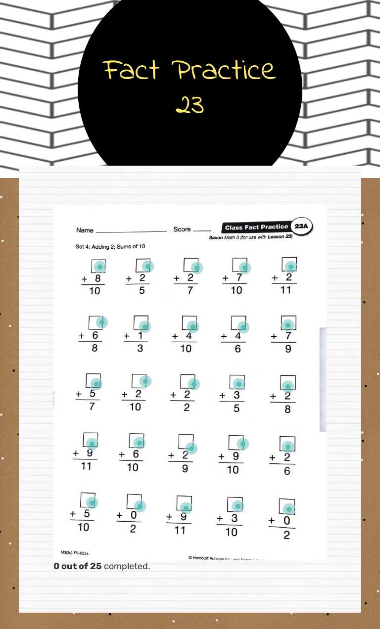 Fact Practice 23 worksheet preview image