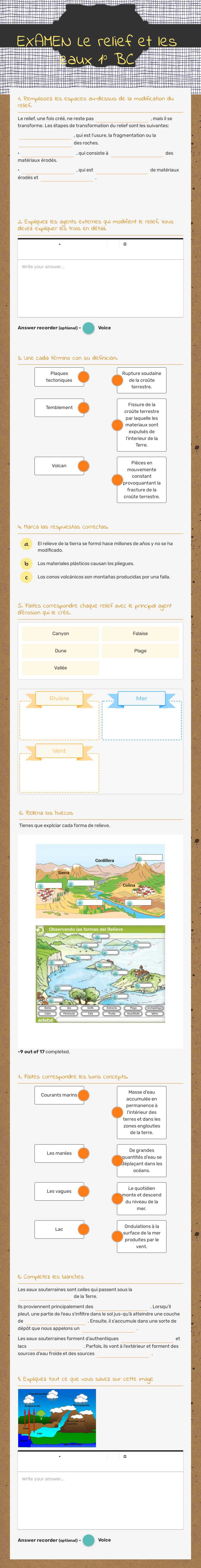 EXAMEN Le relief et les eaux
1º BC worksheet preview