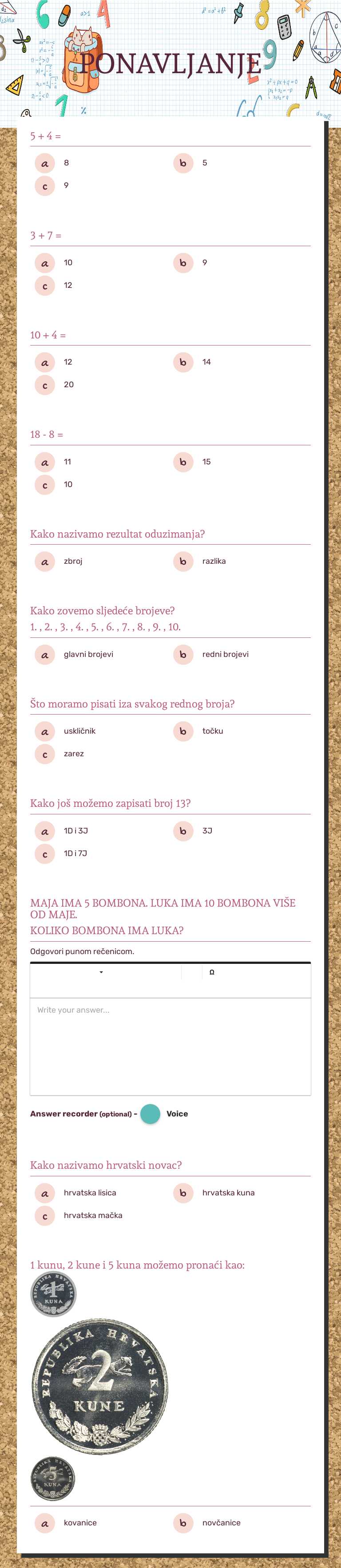 PONAVLJANJE Grade 1 worksheet preview