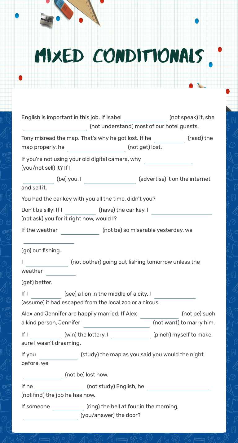 Mixed Conditionals worksheet preview image