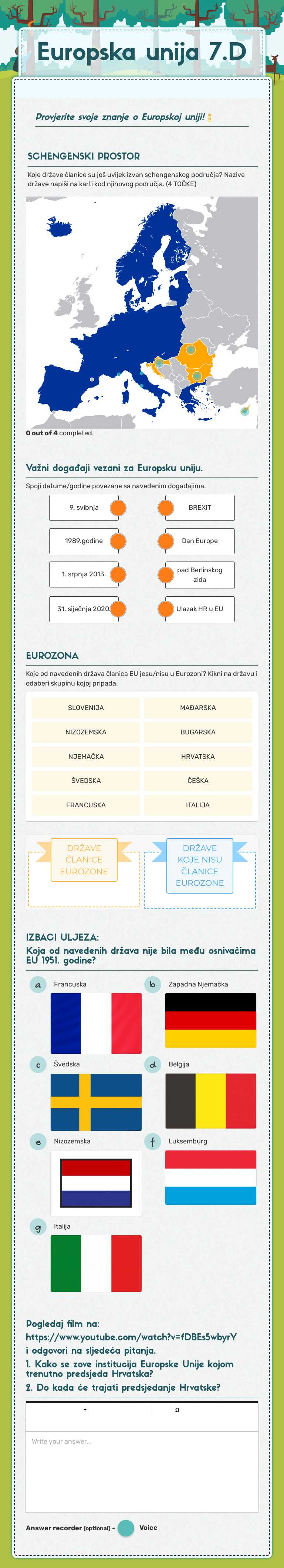 Europska unija 7.D worksheet preview image