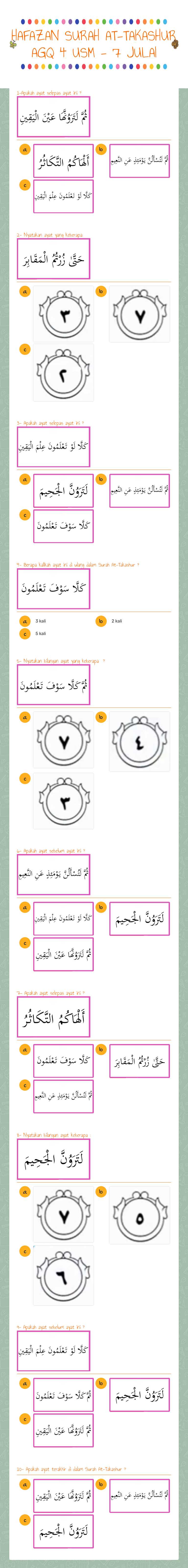HAFAZAN SURAH AT-TAKASHUR
AGQ 4 USM - 7 JULAI worksheet preview image