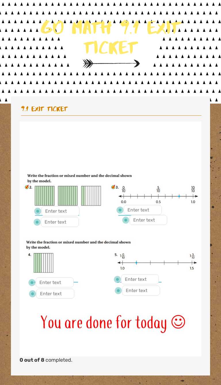 Go Math 9.1 Exit Ticket worksheet preview image