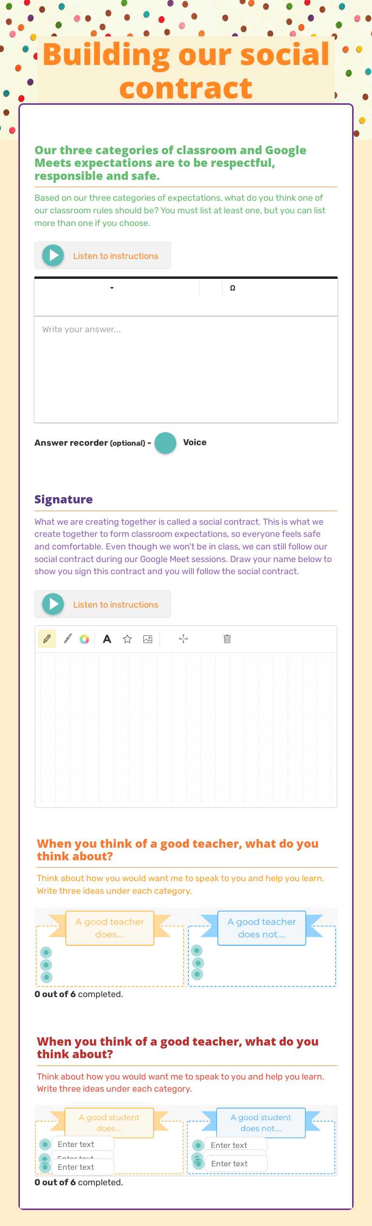 Building our social contract worksheet preview image
