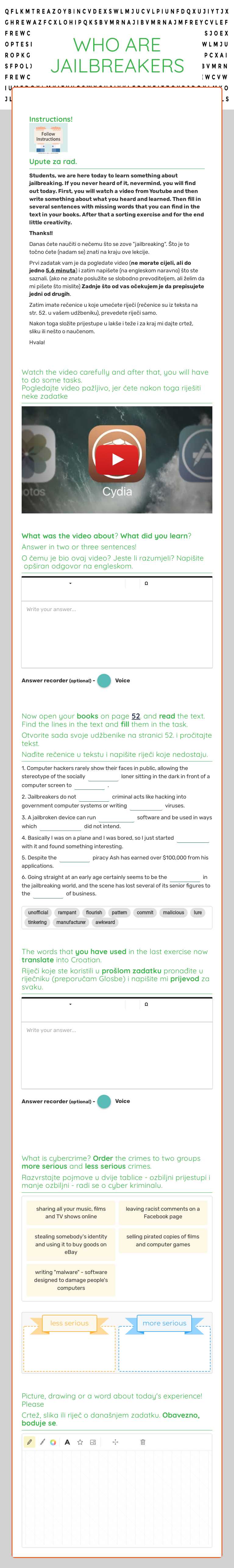 WHO ARE JAILBREAKERS worksheet preview image