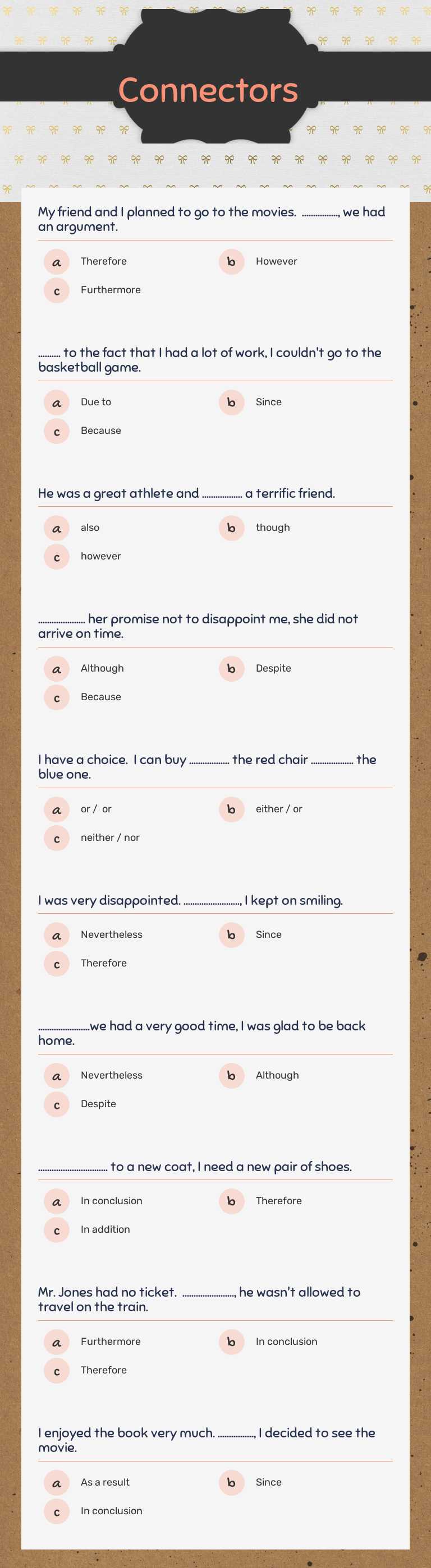 Connectors worksheet preview image