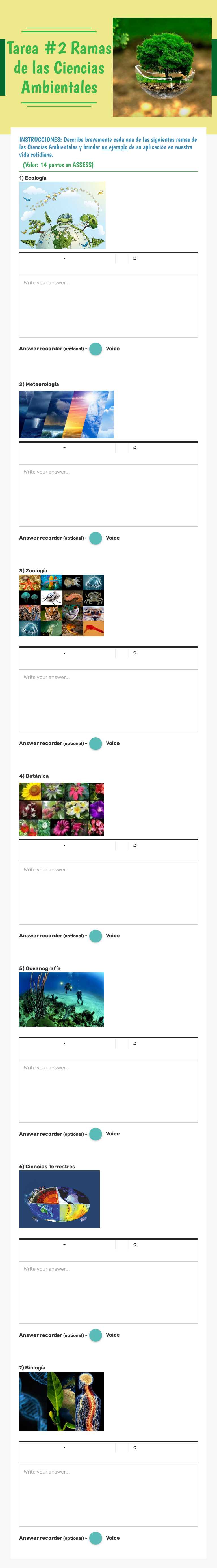 Tarea #2
Ramas de las Ciencias Ambientales worksheet preview image