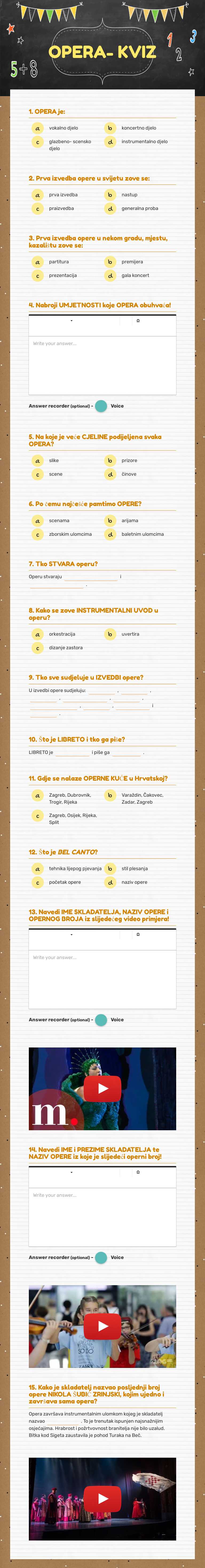OPERA- KVIZ Grade 8 worksheet preview