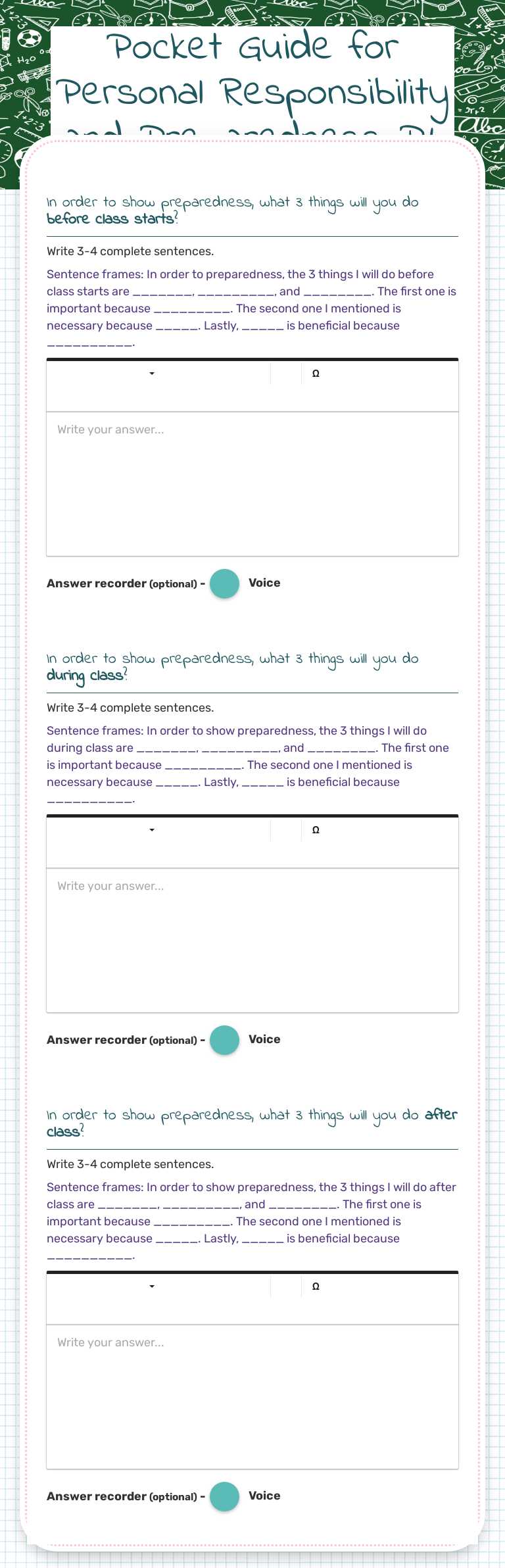 Pocket Guide for Personal Responsibility and Preparedness P:L Grade 9 worksheet preview