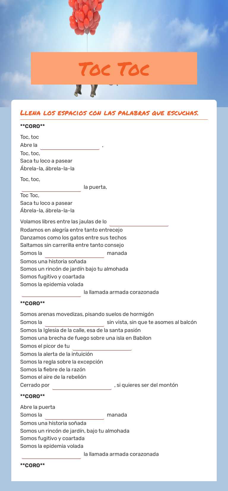 Toc Toc worksheet preview image