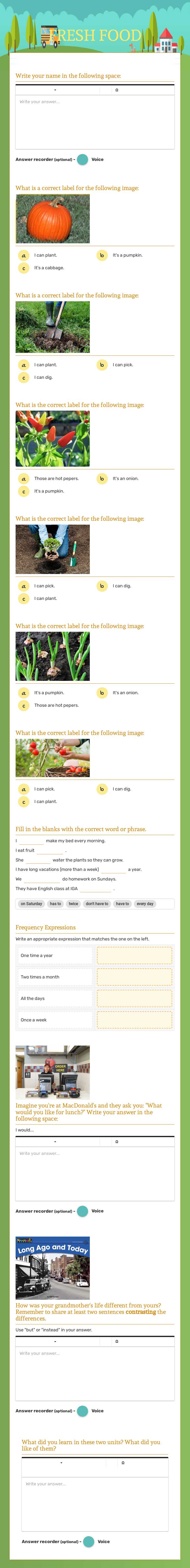 FRESH FOOD Other worksheet preview