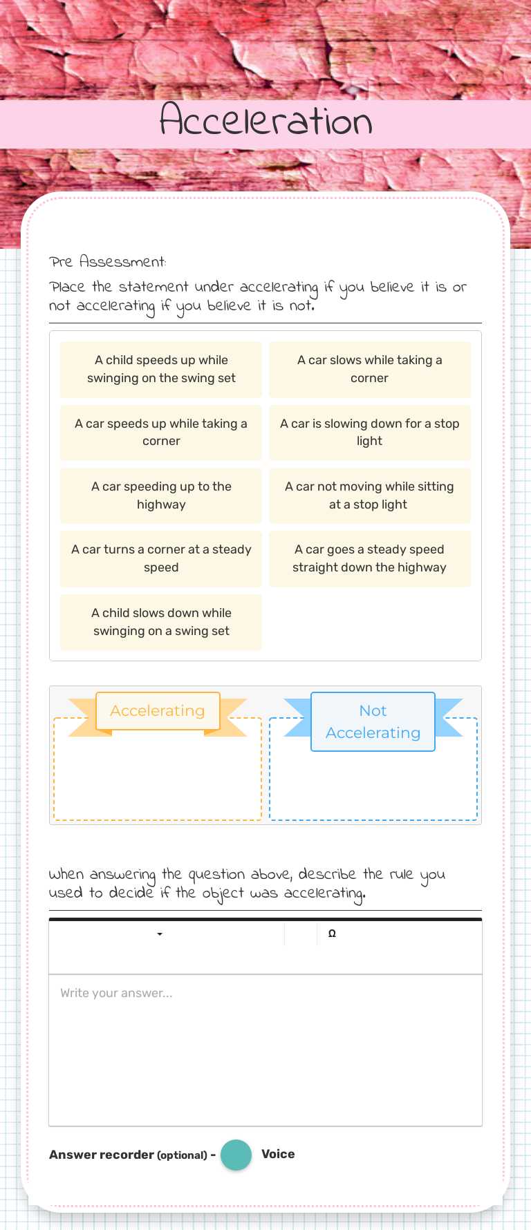 Acceleration worksheet preview image