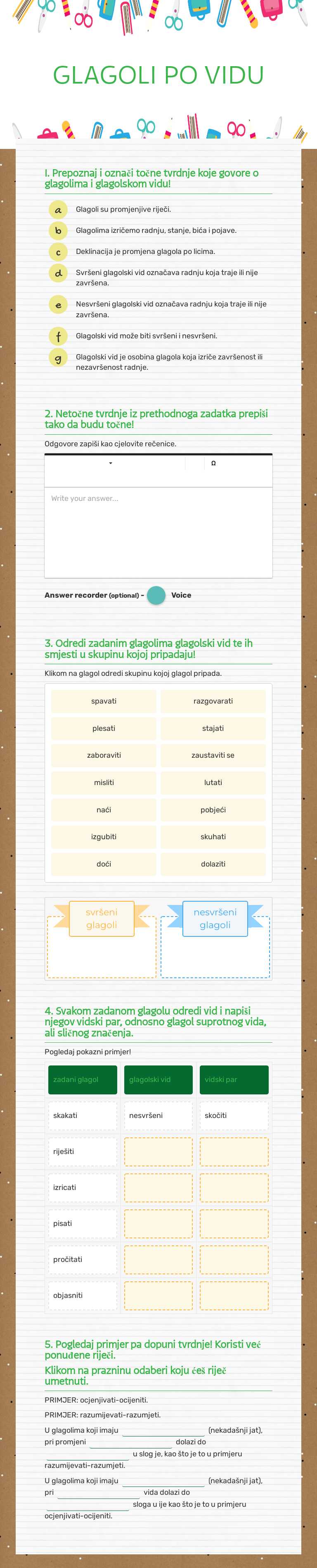 GLAGOLI PO VIDU worksheet preview image