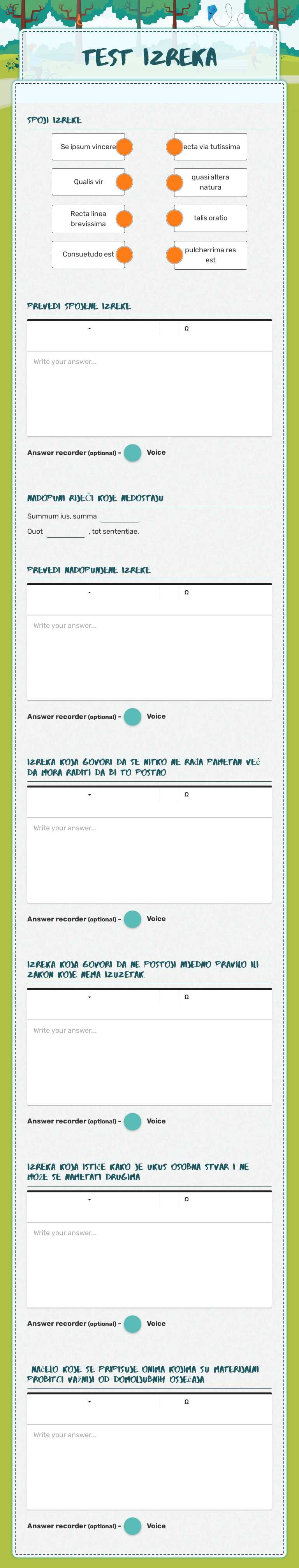test izreka worksheet preview image