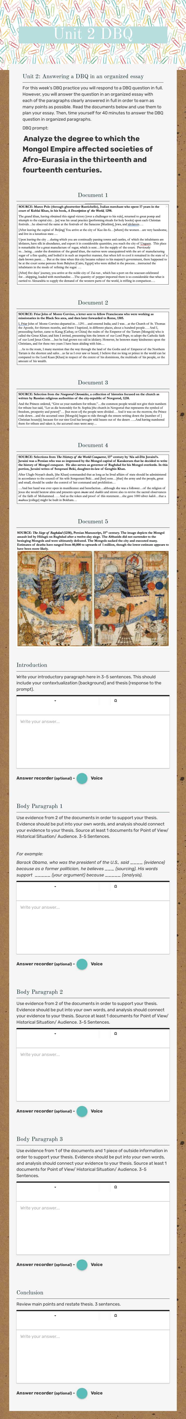 Unit 2 DBQ worksheet preview image