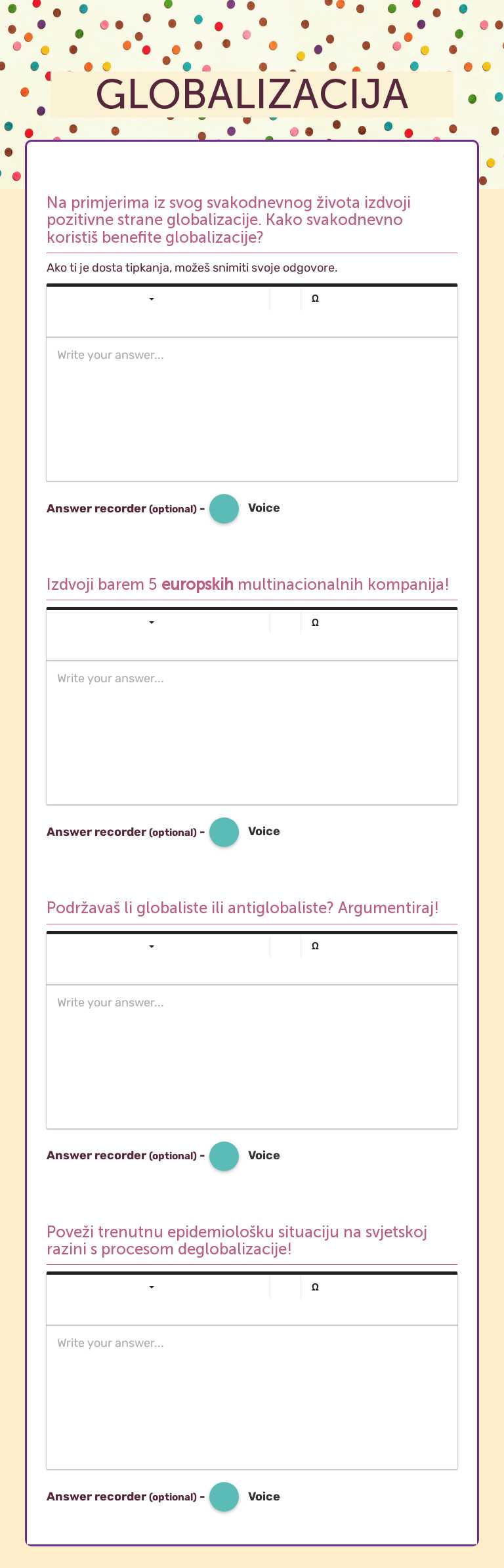 GLOBALIZACIJA worksheet preview image