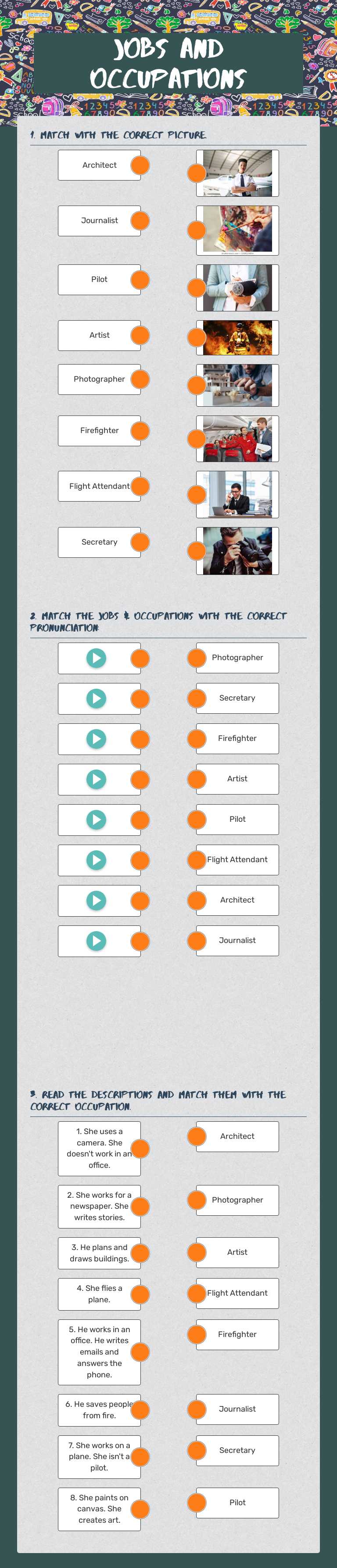 Jobs and occupations worksheet preview image