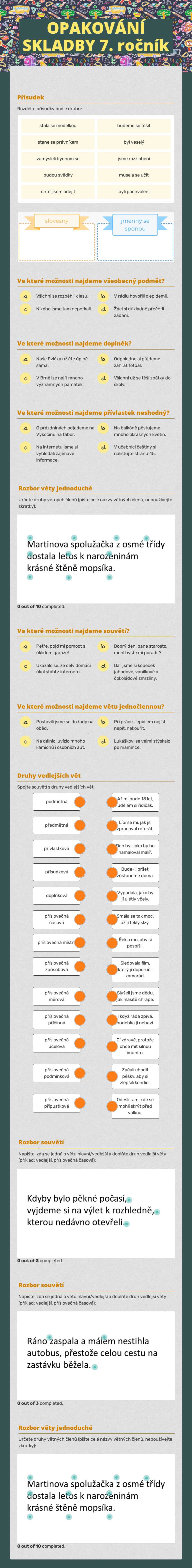 OPAKOVÁNÍ SKLADBY 7. ročník worksheet preview image