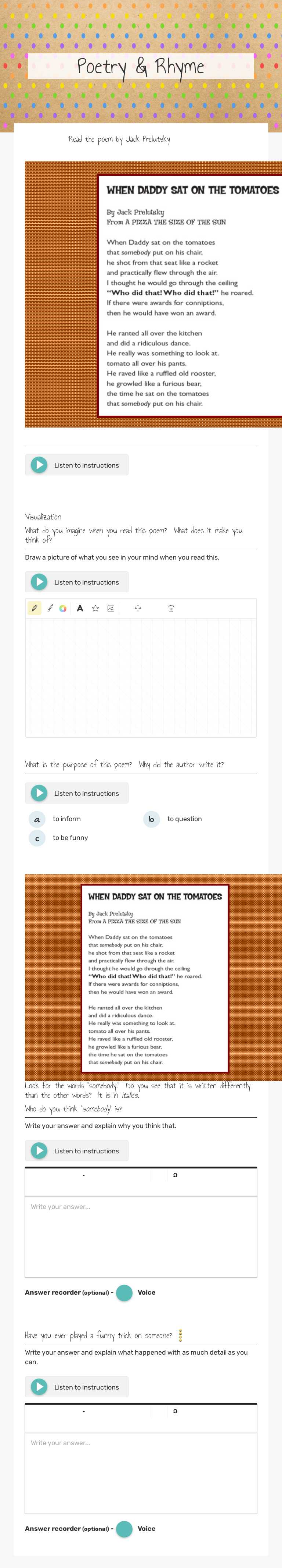 Poetry & Rhyme worksheet preview image