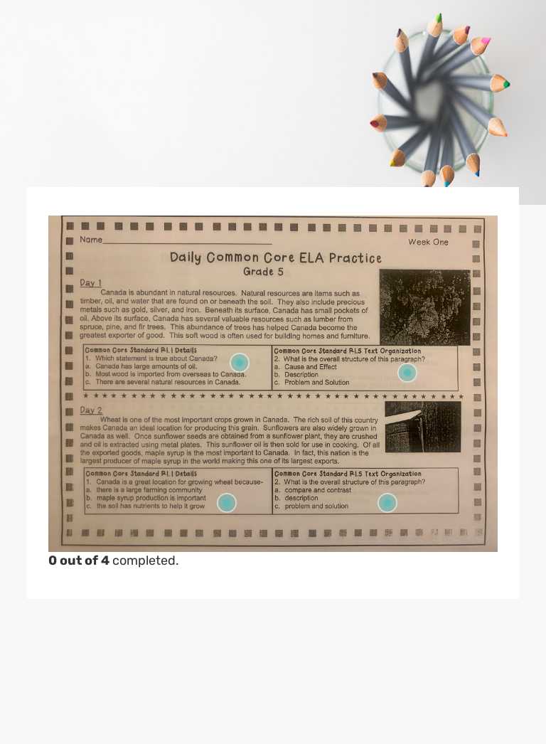 Daily Common Core ELA Practice - Mon/Tues worksheet preview image