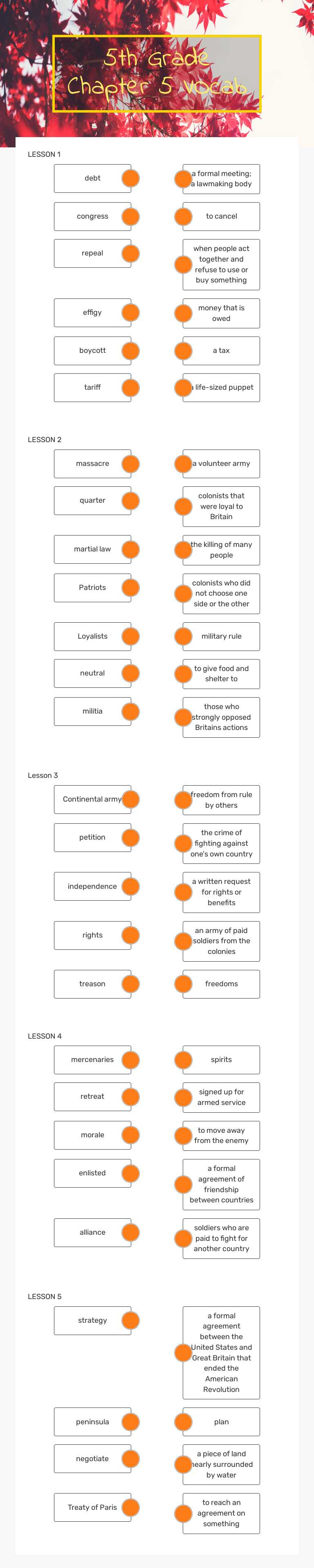 5th Grade Chapter 5 VOcab worksheet preview image