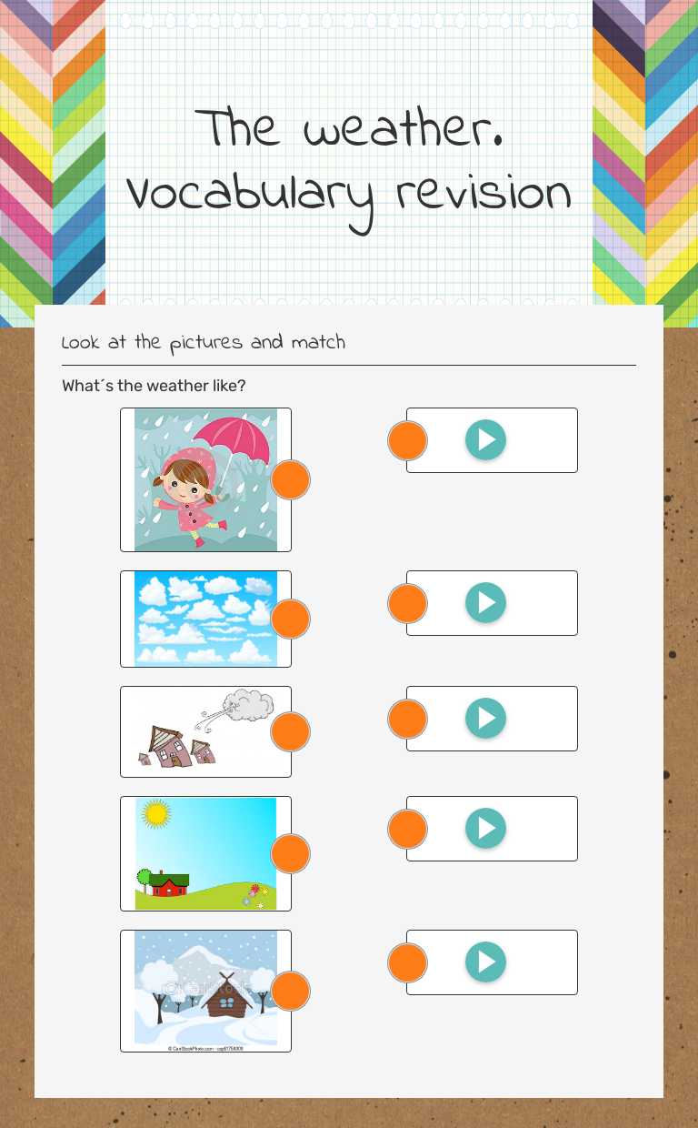 The weather. Vocabulary revision worksheet preview image