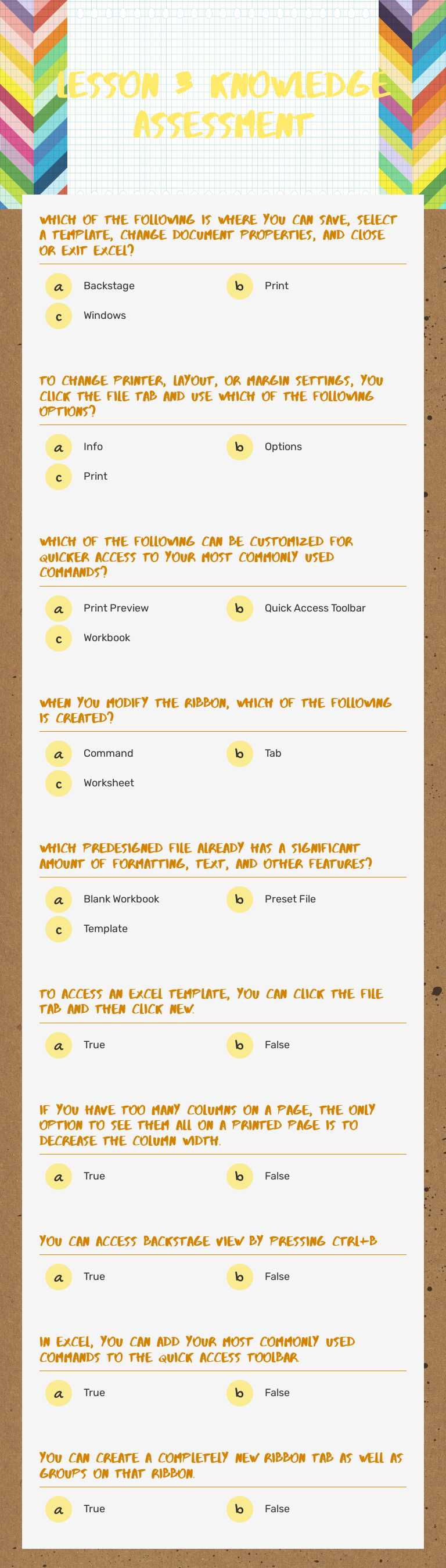Lesson 3 Knowledge Assessment worksheet preview image
