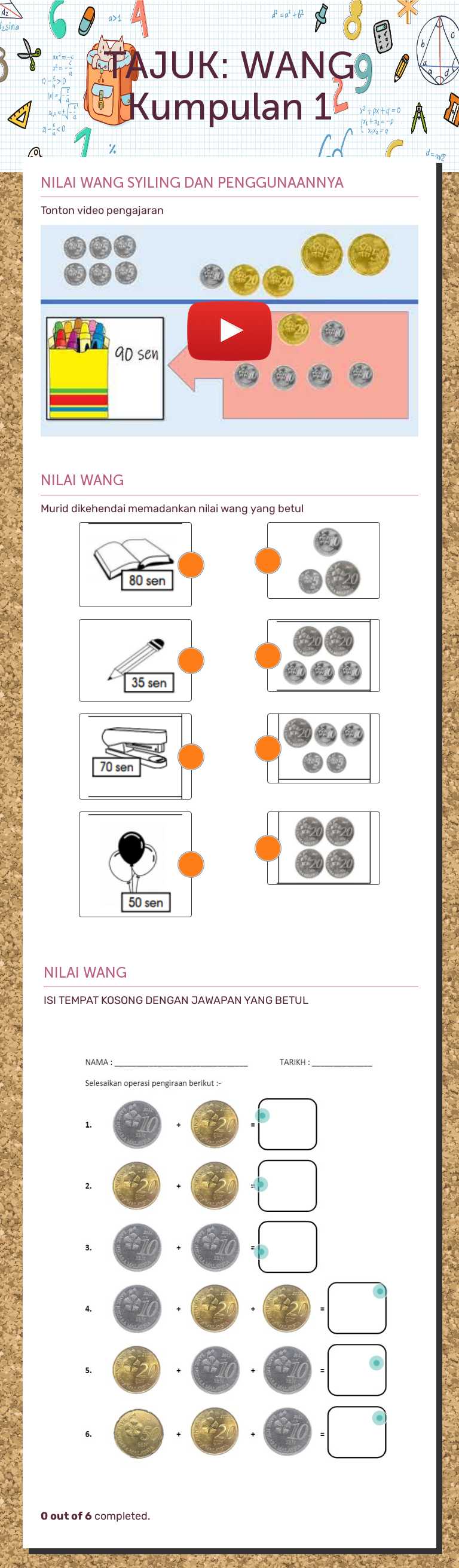 TAJUK: WANG Kumpulan 1 worksheet preview image