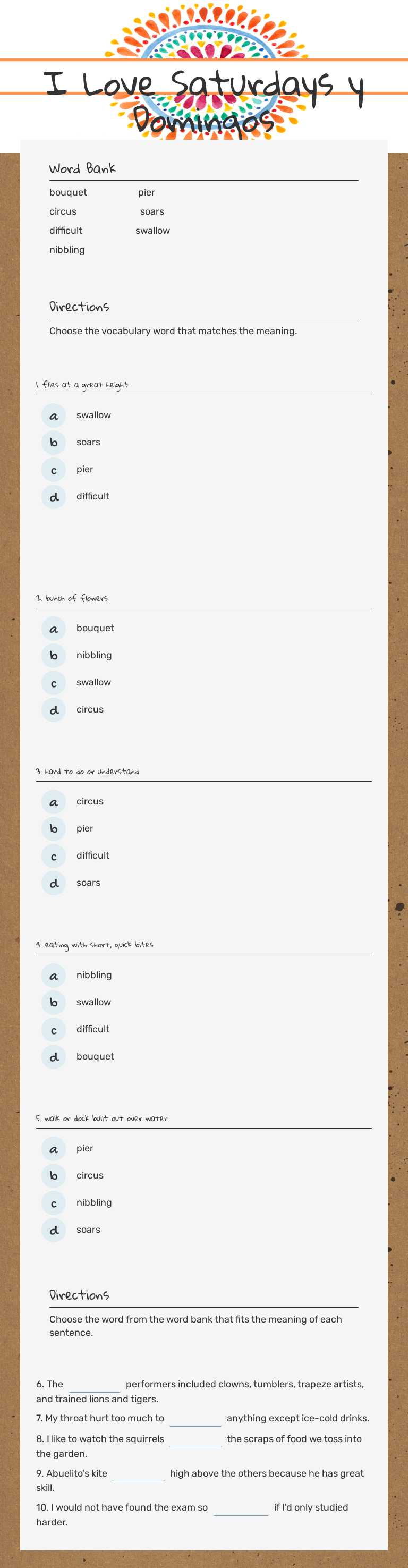 I Love Saturdays y Domingos worksheet preview image
