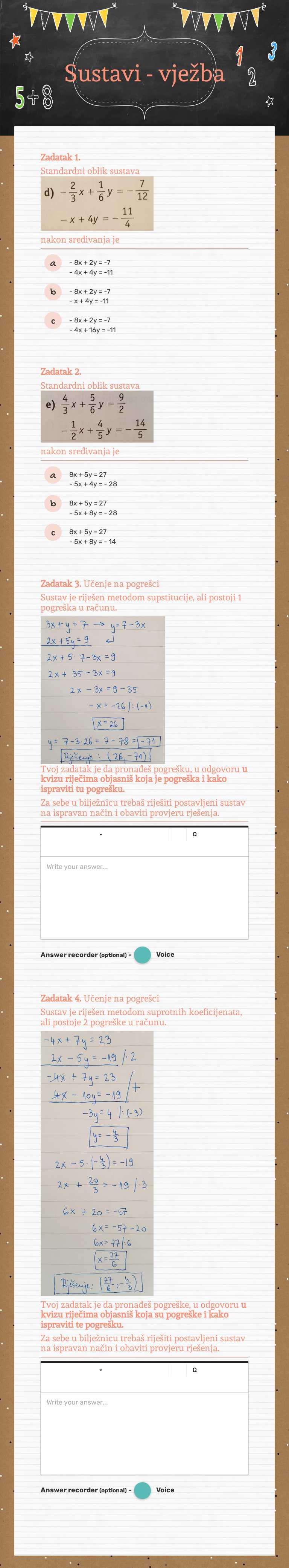 Sustavi - vježba worksheet preview image