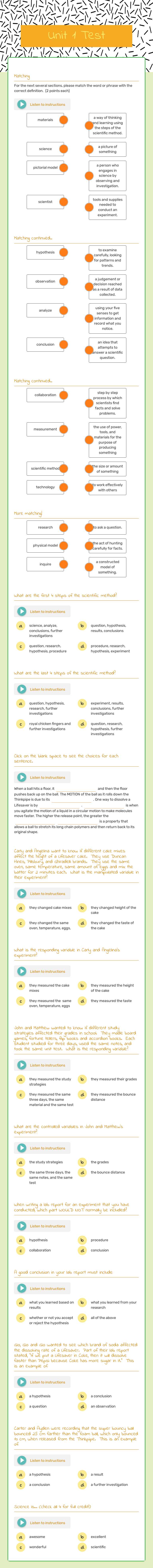Unit 1 Test worksheet preview image