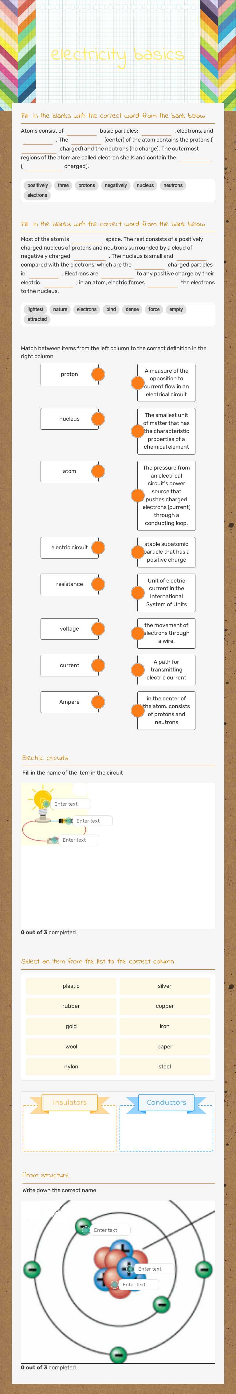 electricity basics worksheet preview image