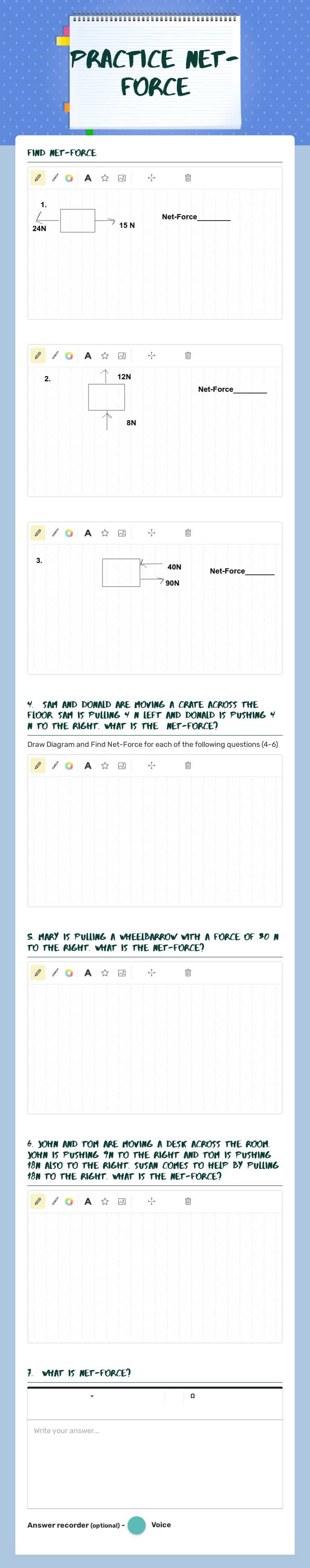 Practice Net-Force worksheet preview image