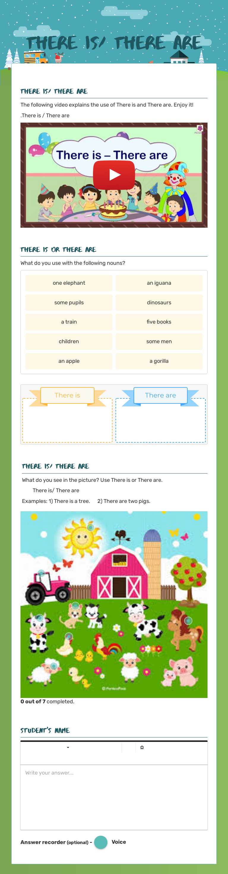There is/ There are Grade 3 worksheet preview