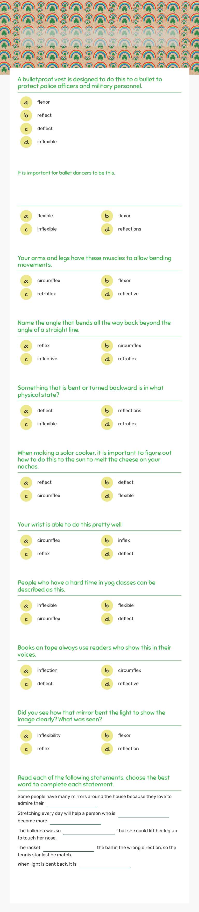 Greek and Latin Root 
         Quiz              
 Flex, Flect- List #16 worksheet preview image