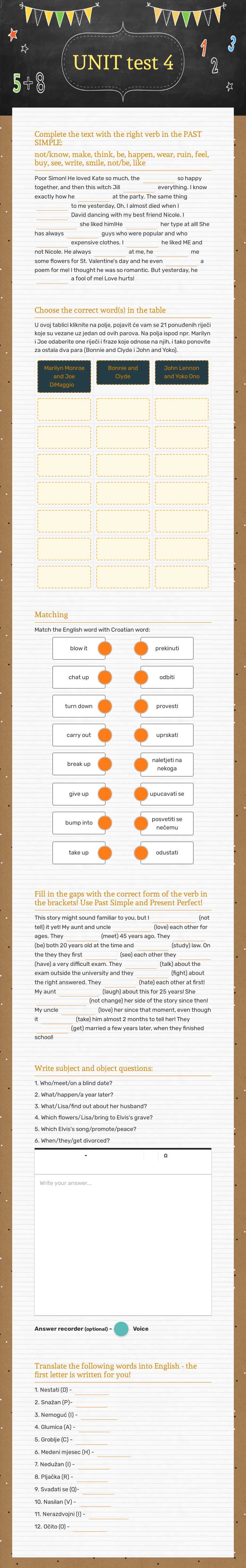 UNIT test 4 Grade 8 worksheet preview