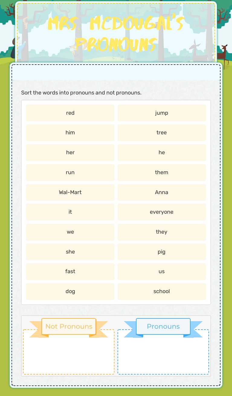 Mrs. McDougal's Pronouns worksheet preview image