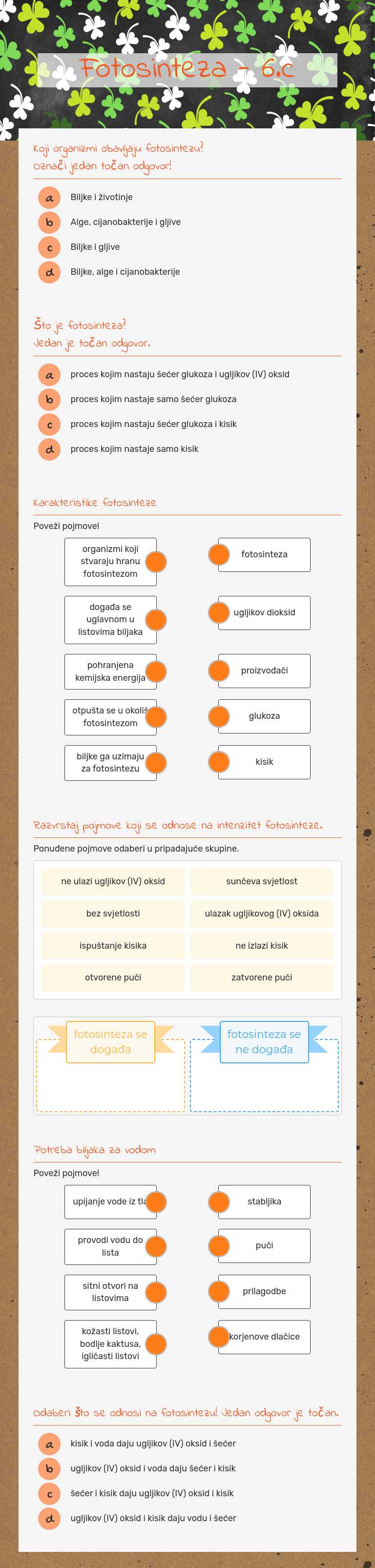 Fotosinteza - 6.c worksheet preview image