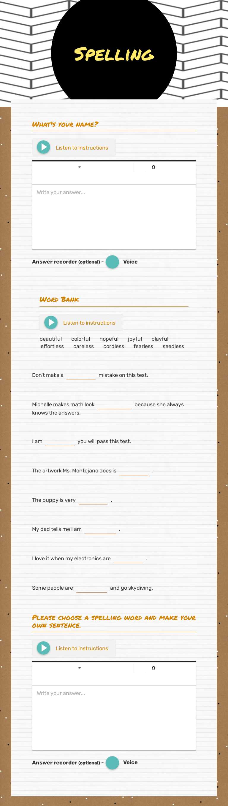 Spelling Grade 2 worksheet preview