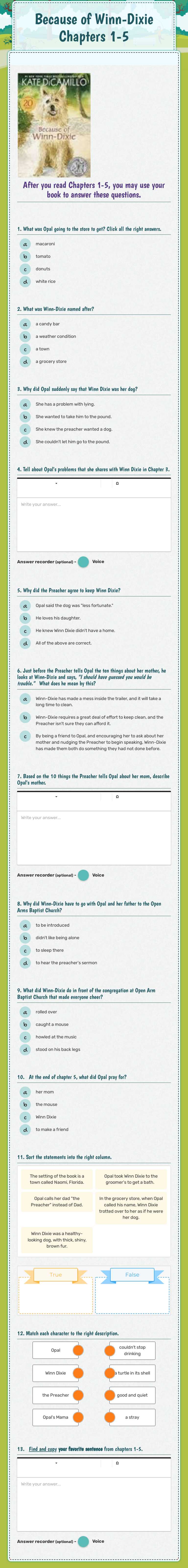 Because of Winn-Dixie
Chapters 1-5 worksheet preview image