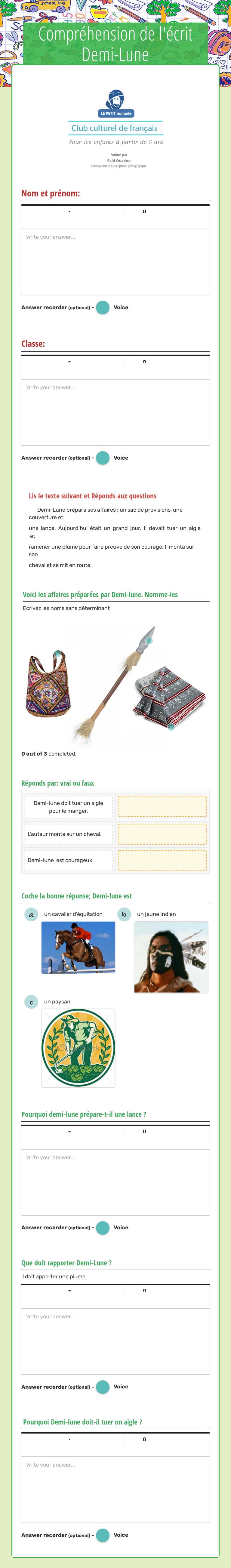 Compréhension de l'écrit             
                                 Demi-Lune worksheet preview image
