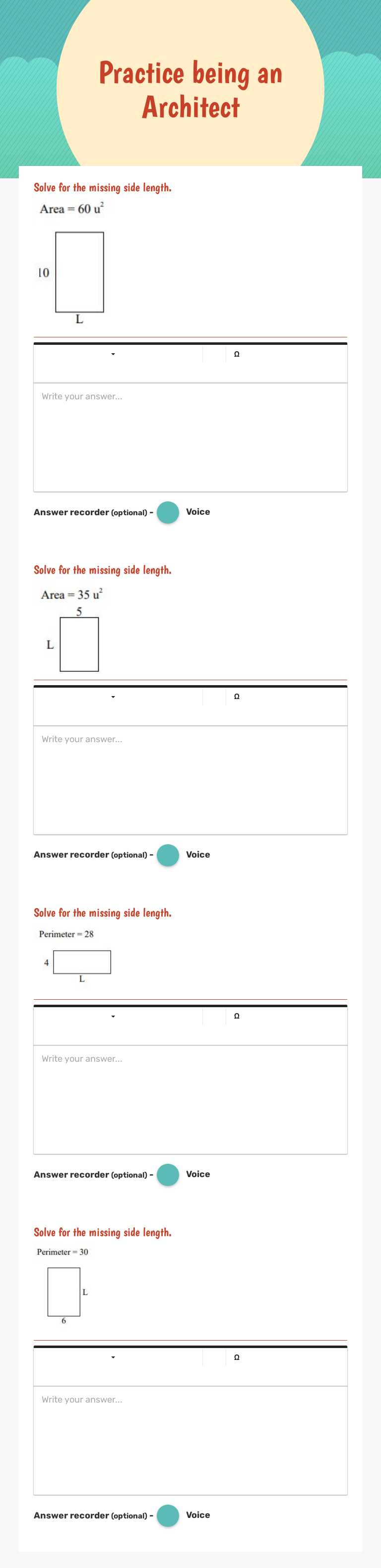 Practice being an Architect worksheet preview image