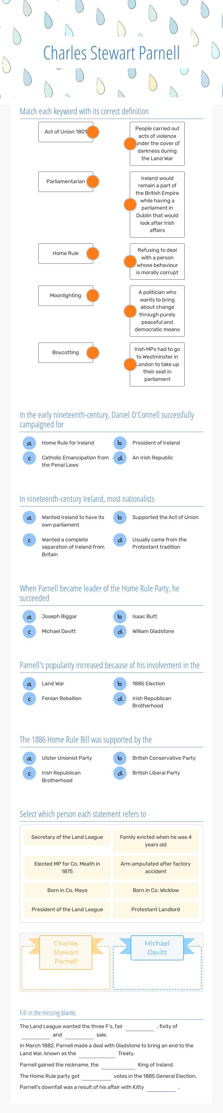 Charles Stewart Parnell worksheet preview image