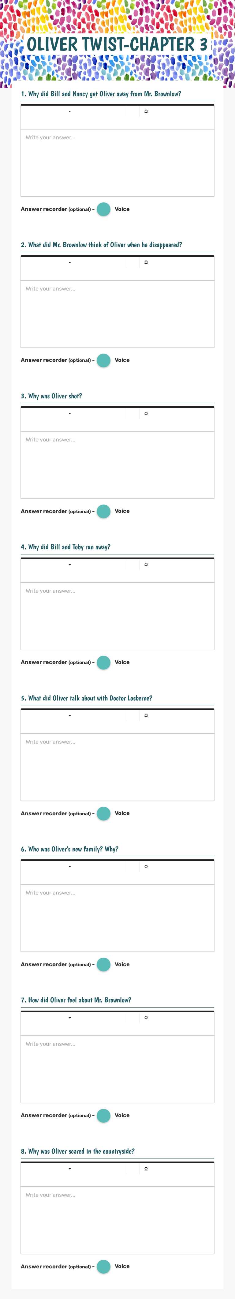 OLIVER TWIST-CHAPTER 3 worksheet preview image