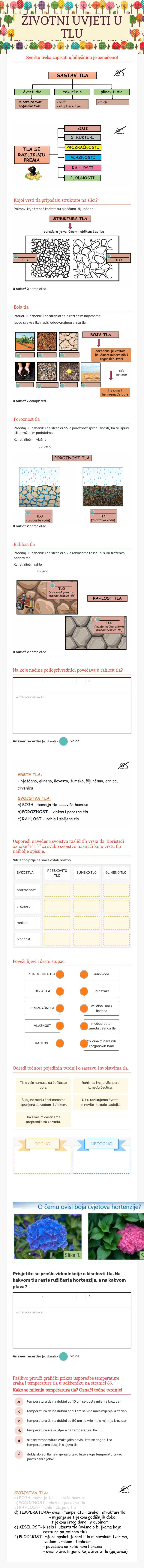 ŽIVOTNI UVJETI U TLU worksheet preview image